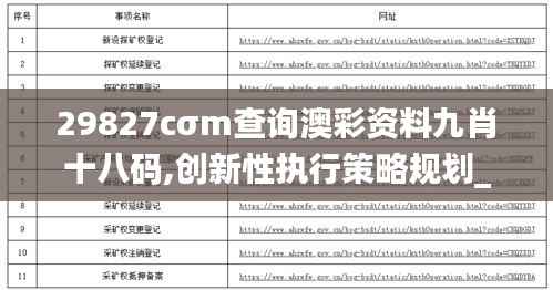 29827cσm查询澳彩资料九肖十八码,创新性执行策略规划_8DM7.493