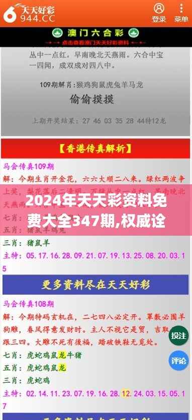 2024年天天彩资料免费大全347期,权威诠释推进方式_创意版13.219