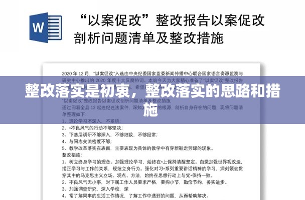 整改落实是初衷，整改落实的思路和措施 